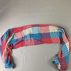 Viscose Womens Scarf Red Blue Beige One Size Check Shawl Casual Neck Warmer 0448